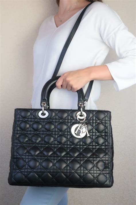 dior lamb lady dior large black|dior black cannage bag.